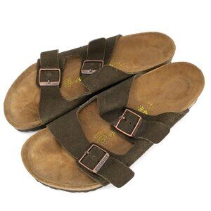 Birkenstock Arizona Mocha Brown Suede Leather Sandals Double Strap Mens 44 US 11